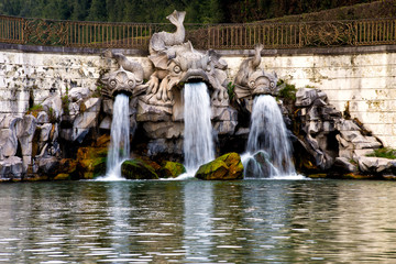 Fototapeta na wymiar Fishes fountain, Caserta, Italy 