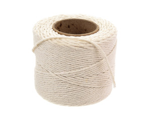 Roll of hemp string isolated on white