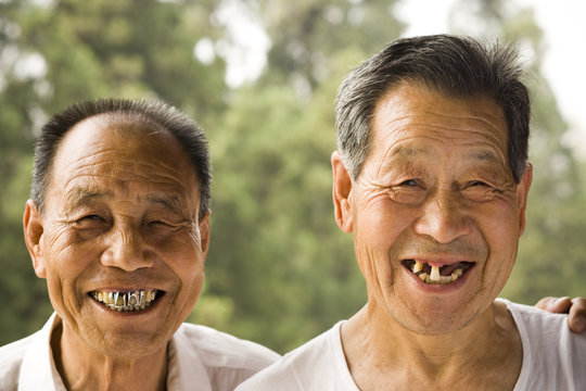 Portrait of two senior men