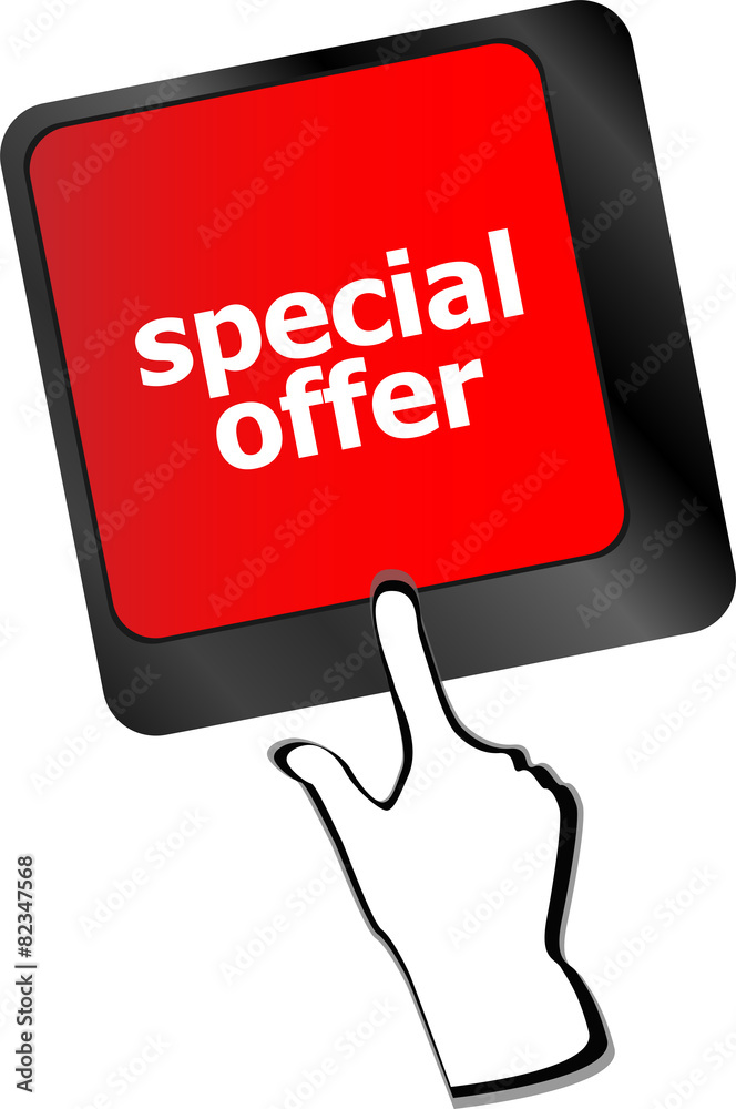 Poster special offer button on computer keyboard keys vector