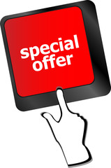 special offer button on computer keyboard keys vector