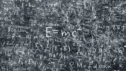 Maths and science formula on chalkboard