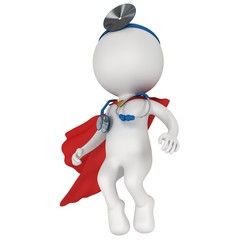Super Doctor with a stethoscope and mirror.