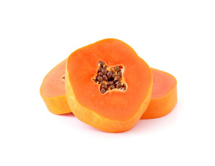 sliced papaya isolated on a white background