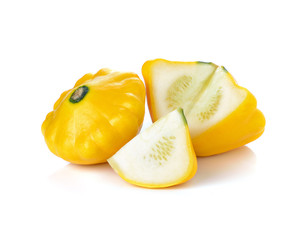 Yellow zucchini isolated on white background