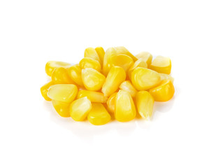 Sweet whole kernel corn on white background