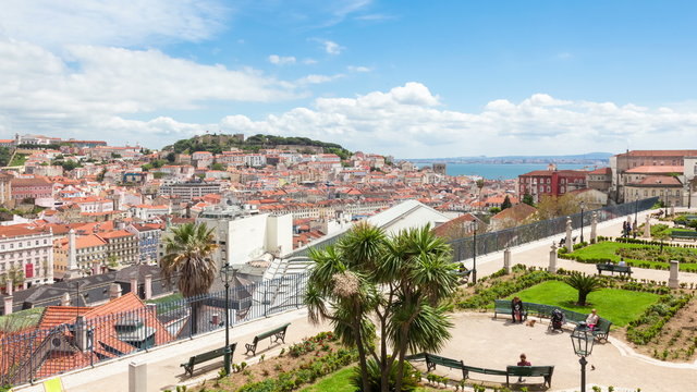 4K  timelapse of Lisbon rooftop from Sao Pedro de Alcantara 
