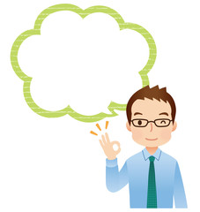 ビジネスマン　吹き出し　コピースペース
