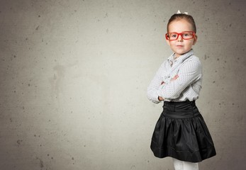 Genius. Genius girl in red glasses