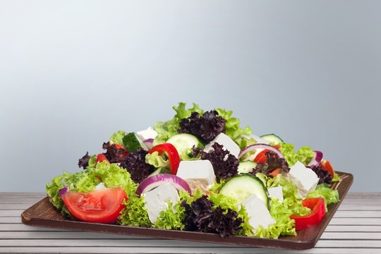 Black. Salad. Mediterranean Salad with Feta Cheese, Tomatoes and