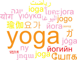 Yoga multilanguage wordcloud background concept