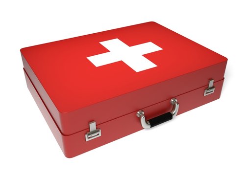 Healthcare And Medicine. 3D. First aid kit on white background