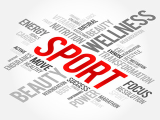 SPORT word cloud, fitness, health concept