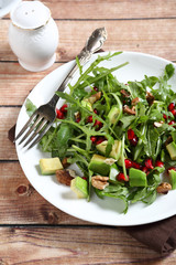 Nutritious avocado salad with arugula