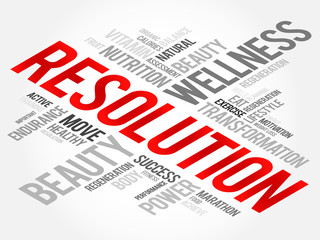 RESOLUTION word cloud, fitness, sport, health concept