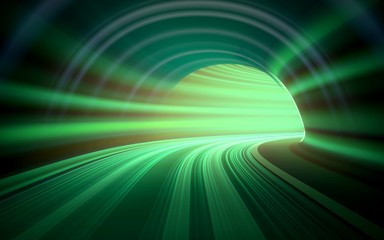 Speed. 3D. Abstract Speed motion in blue highway tunnel