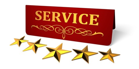 Service. 3D. Five star service