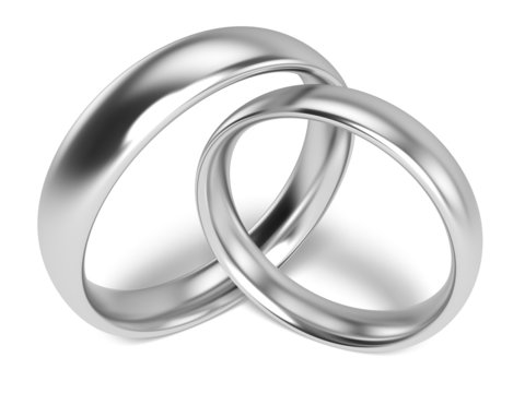 Wedding Ring. 3D. Two Platinum or Silver Wedding Rings -
