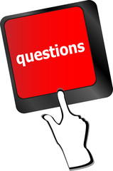 Computer keyboard key with key questions, closeup vector