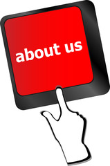 computer keyboard with word About Us, 3d render vector