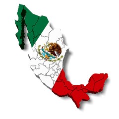 Mexico. 3D. Mexico map with flag