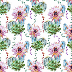 Naklejki  Akwarela kaktusowy wzór