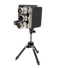 Obraz premium alte antike filmkamera m. stativ
