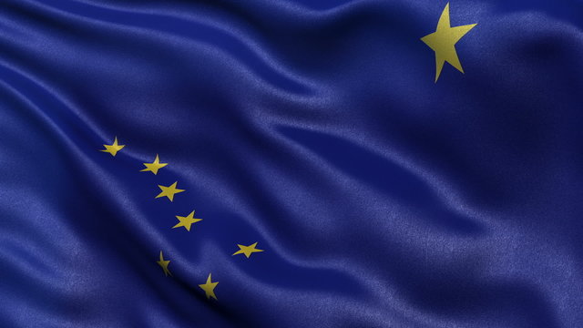 US state flag of Alaska waving in the wind - seamless loop