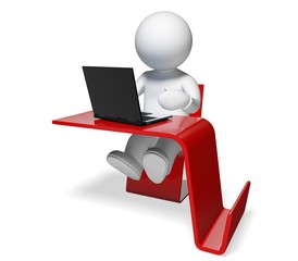 Three-dimensional Shape. 3D. Modern desk with laptop