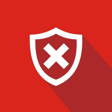 Icono escudo error rojo sombra
