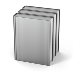 Books three blank cover standing 3 textbook template grey