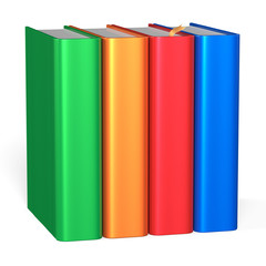Books educational four textbooks bookshelf bookcase row