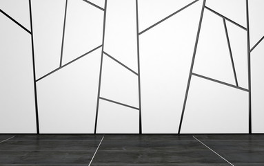 Empty Room with Geometric Pattern on Wall