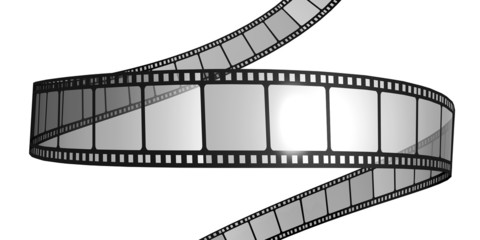 Movie. 3D. 3d filmstrip on white