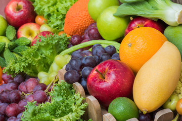 Obraz na płótnie Canvas Group tropical fruits and vegetables