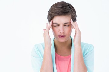 Brunette woman with head ache