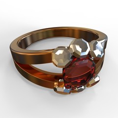 Ring With Gems On A White Background
