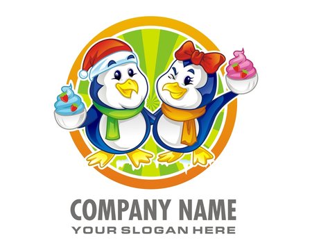 penguins ice cream logo image vector