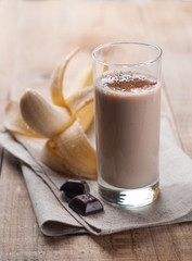 Chocolate and banana smoothie (milkshake)