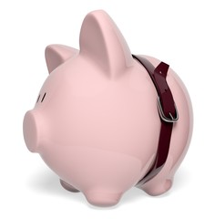Piggy Bank. 3D. Financial Belt Tightening