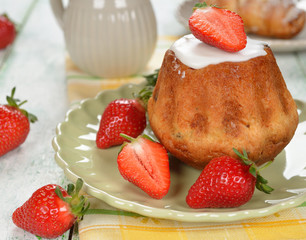 Baba decorated with strawberries