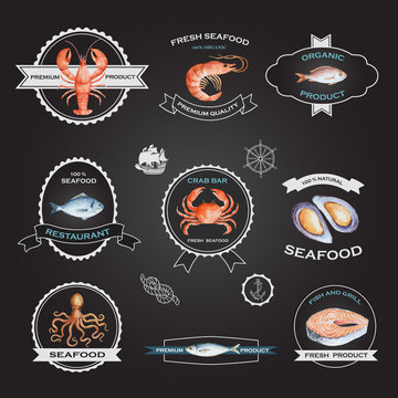 Watercolor set of labels
