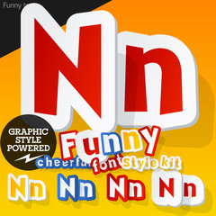 Font in shape of funny toys or cartoon elements. Letter N