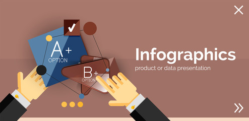 Infographic flat design banner with hands
