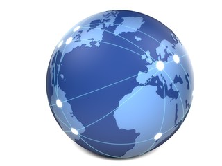Globe. 3D. Global Internet Connections