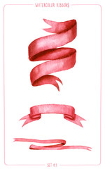 Set of watercolor ribbons