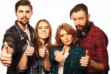Obraz premium group of happy young men and women