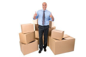 Businessman with boxes