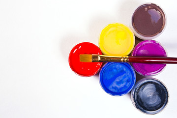 Gouache paints and brushes