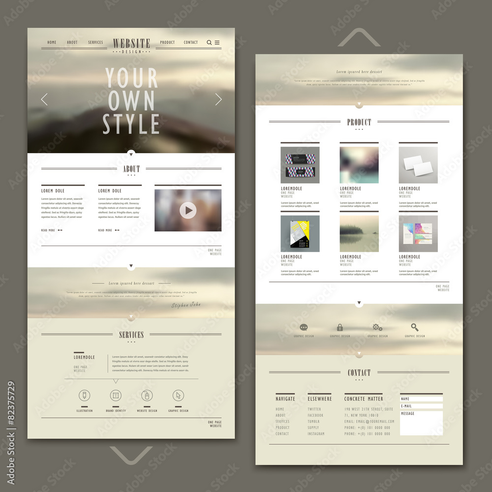 Canvas Prints attractive one page website template design
